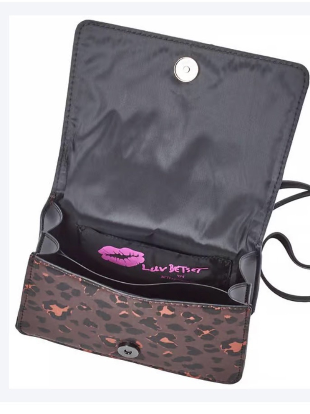 Luv Betsey Betsey Johnson Brown/Black Leopard Print Top-Handle Satchel Handbag - Picture 5 of 5